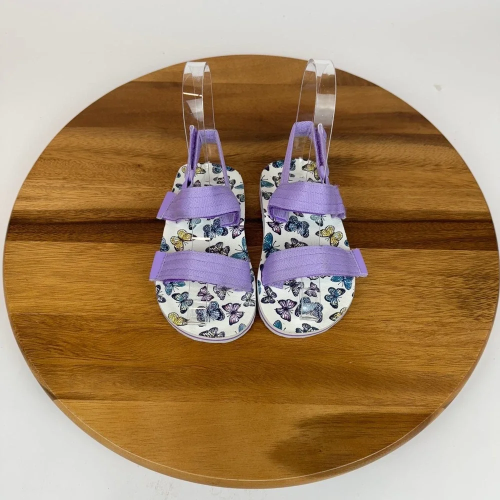 New Little Kids Wave Zone Purple Butterfly‎ Strappy Comfort Sandals Size 10 C
